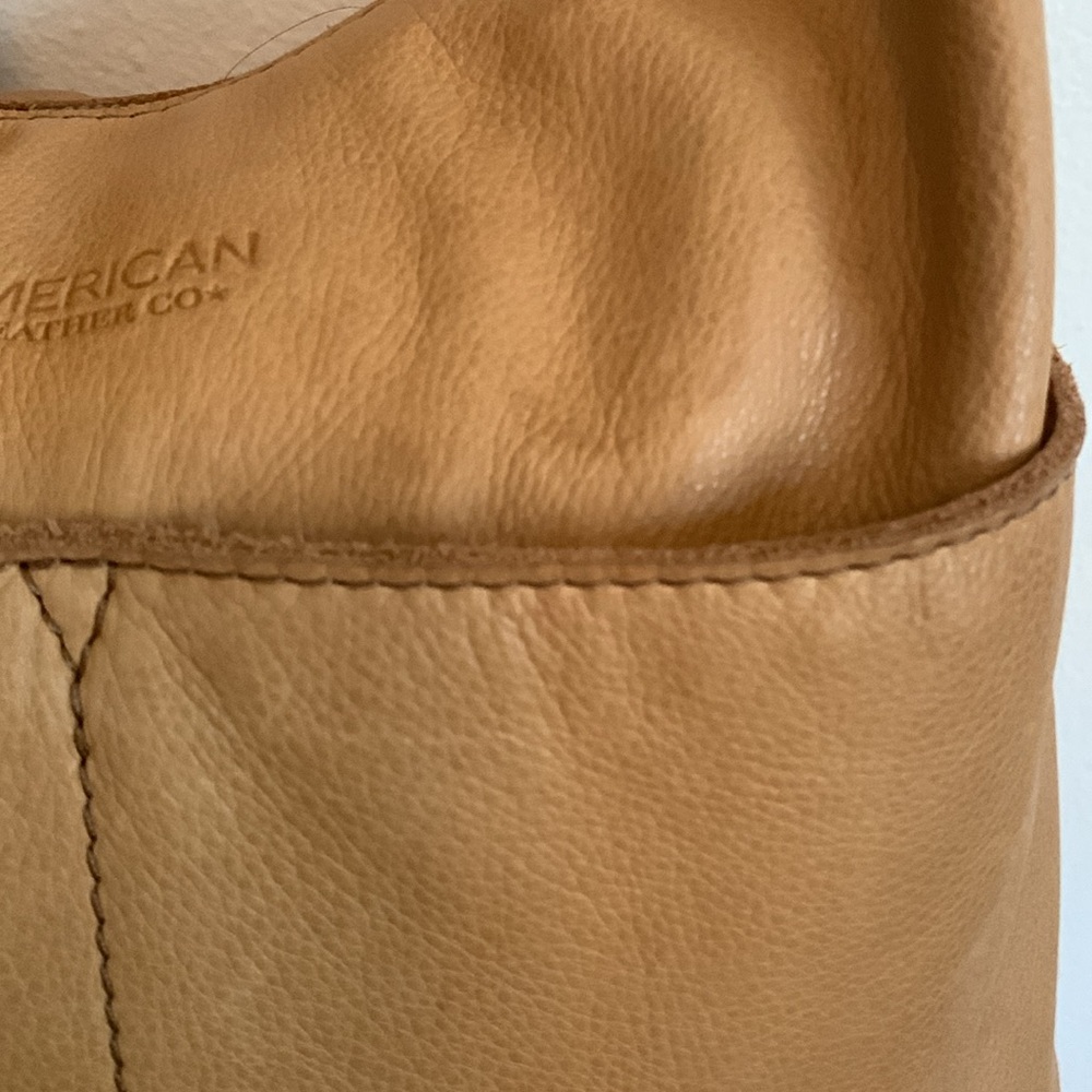 American leather beige color real leather bag two front pockets beautiful - Picture 4 of 8